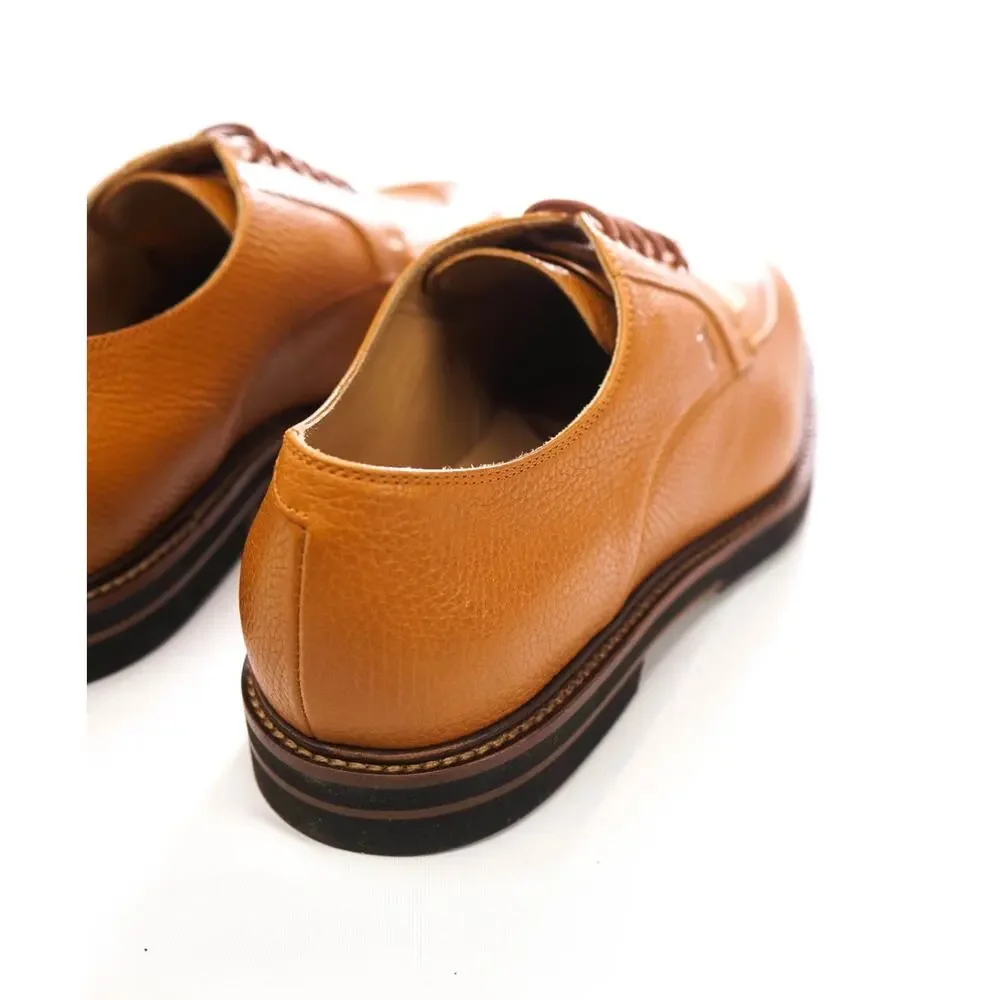 $985 TOD'S - Cognac Brown Pebble Leather Derby - US 9 (UK8)
